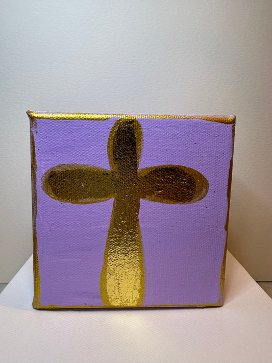 Gold Cross on Purple 4x4