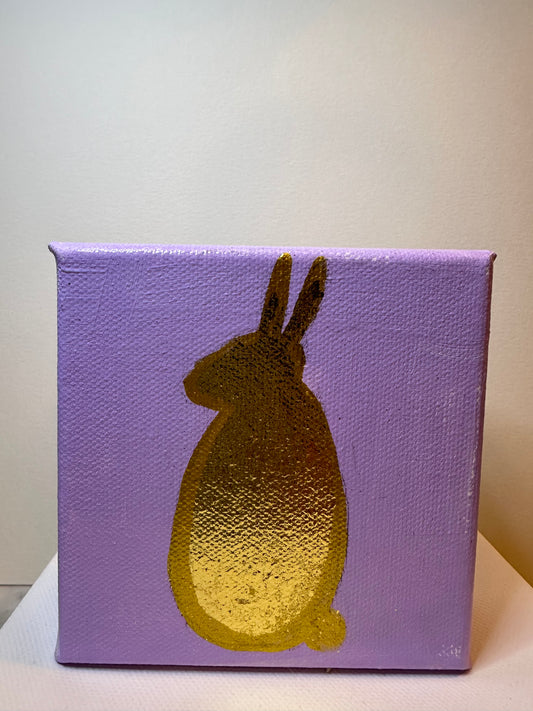 Golden Bunny on Purple 4x4