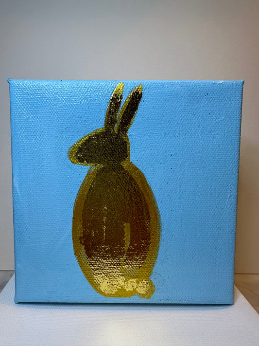 Golden Bunny on Blue 5x5