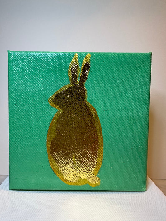 Golden Bunny on Green 5x5