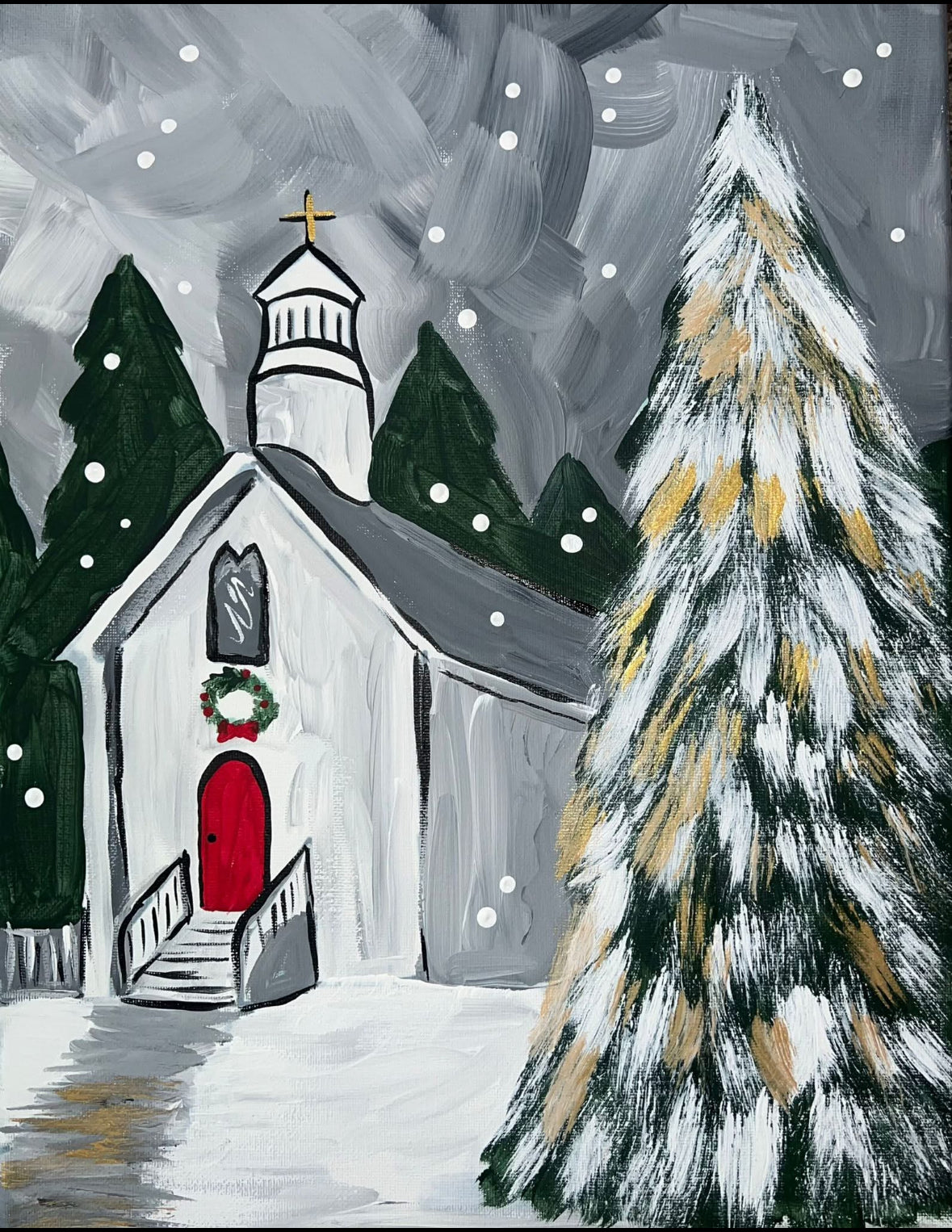 A Winter Church Canvas- private paint party