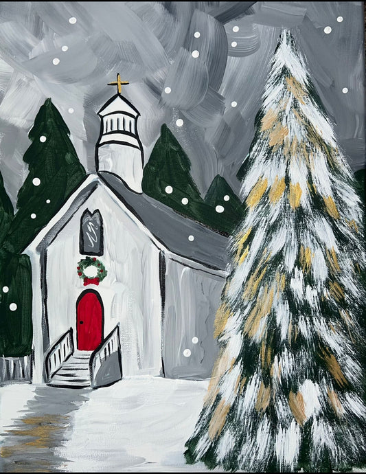 A Winter Church Canvas- private paint party